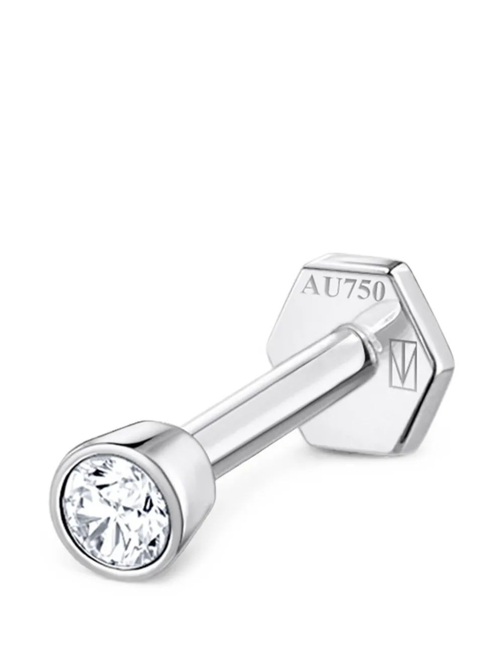 SABOTEUR Einzelner Piercing-Ohrring mit Diamant in Zargenfassung - Silber