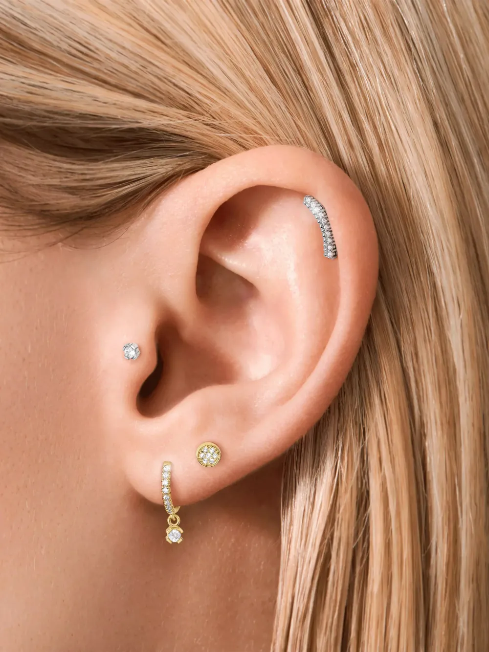 SABOTEUR single piercing diamond earring - Argento