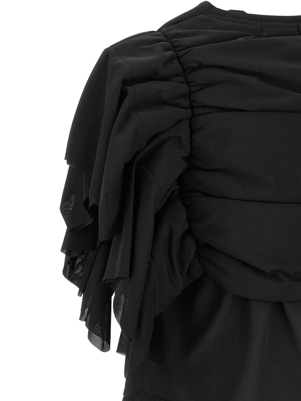 Comme Des Garçons Ruffled Gathered Top in Black, view 3