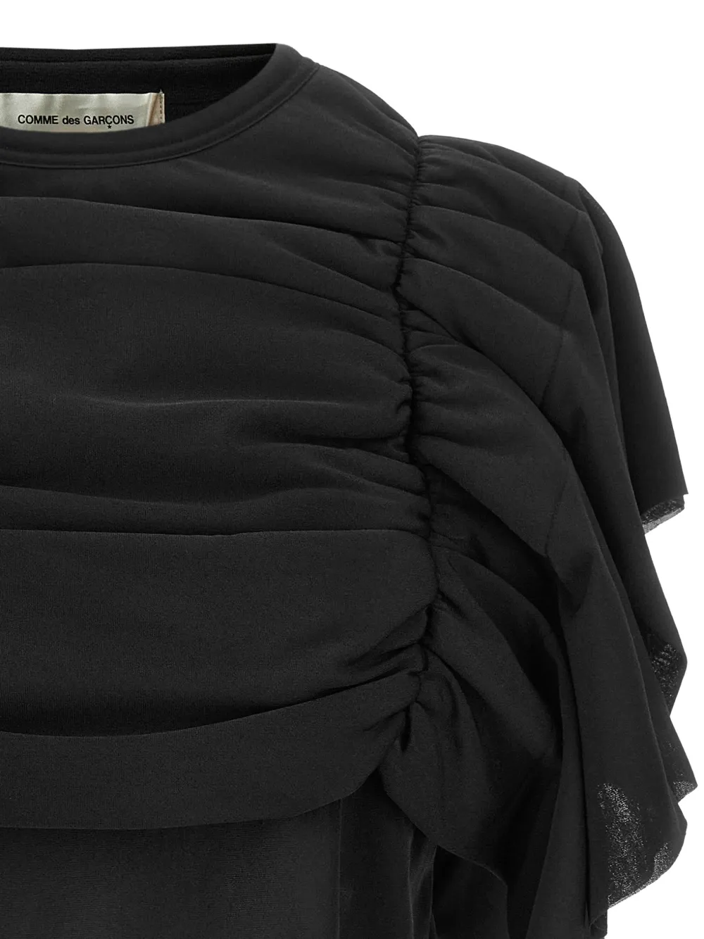 Comme Des Garçons Ruffled Gathered Top in Black, view 4