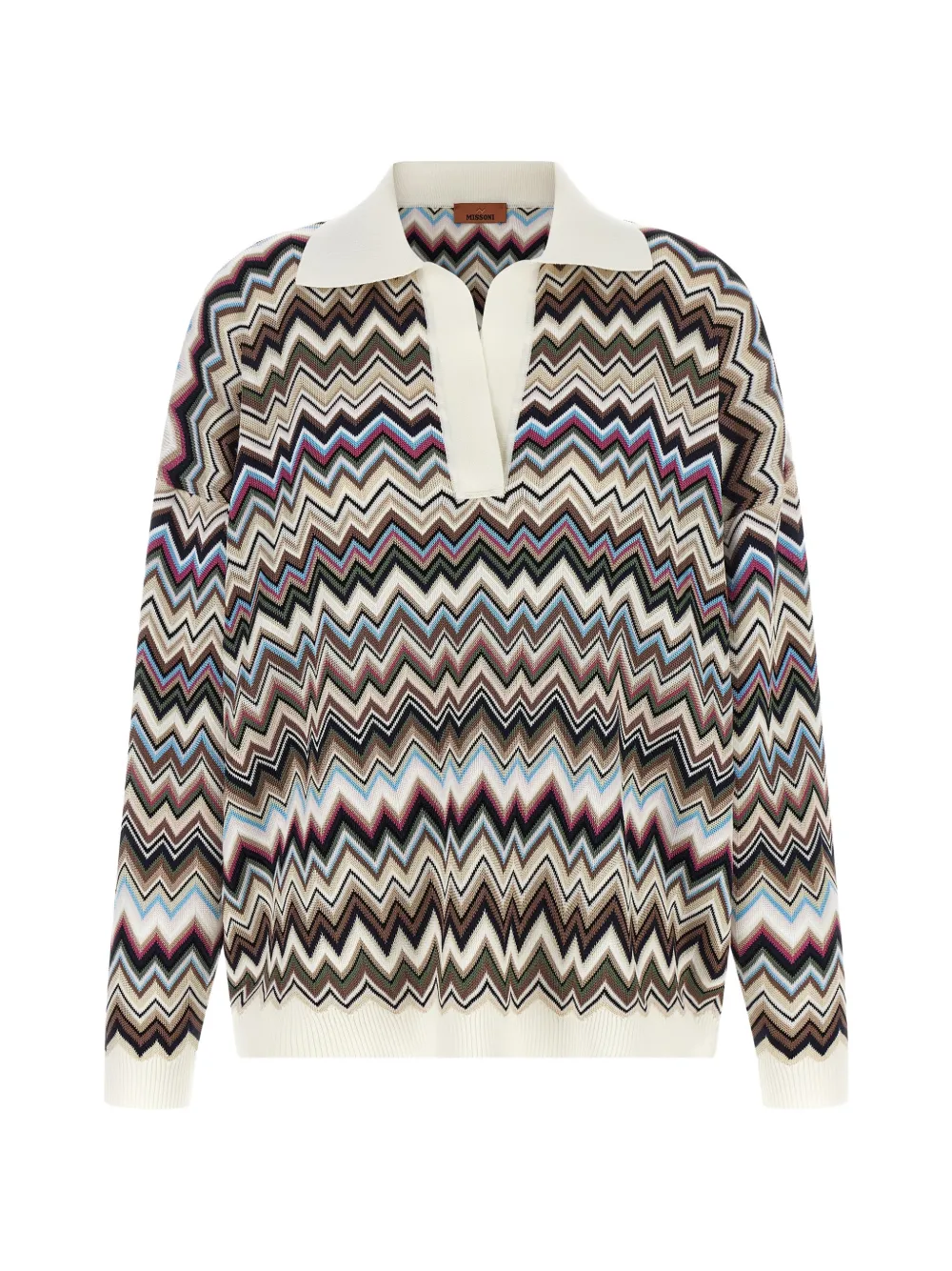 Missoni oversized wool and viscose zig zag polo