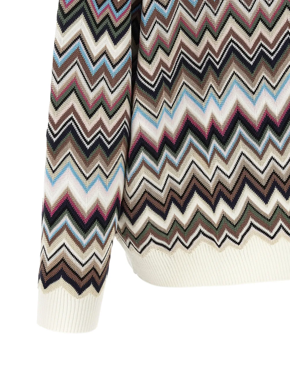 Missoni Oversized wollen en viscose poloshirt met zigzag-patroon Beige