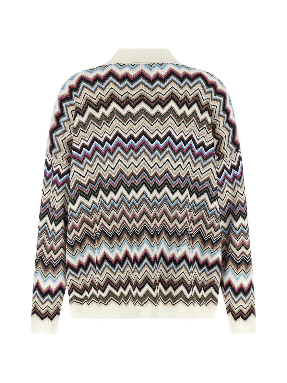 Missoni Oversized wollen en viscose poloshirt met zigzag-patroon Beige