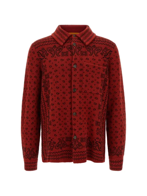 Guest In Residence Wild Rag Jacquard Cashmere Shirt in Red