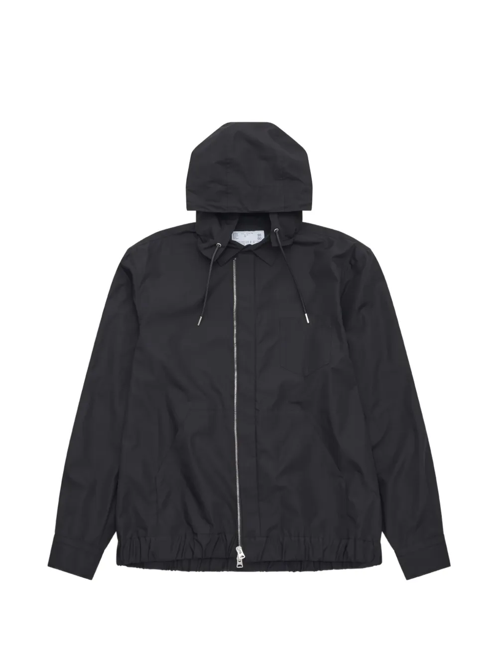 sacai poplin zip-up hoodie Zwart