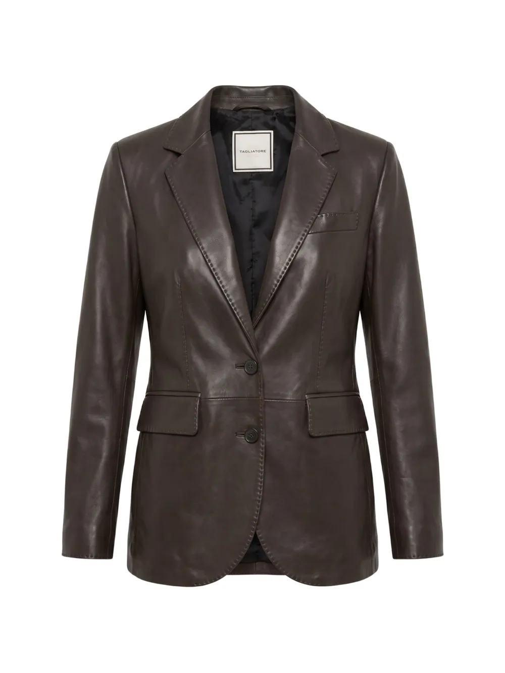 Tagliatore single-breasted leather blazer - Marrone