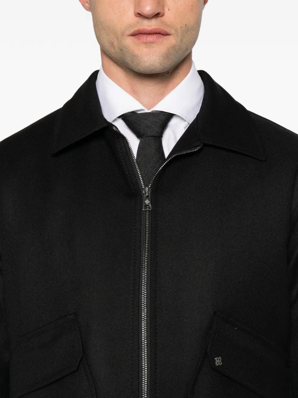 Tagliatore Jack met rits en kraag Zwart
