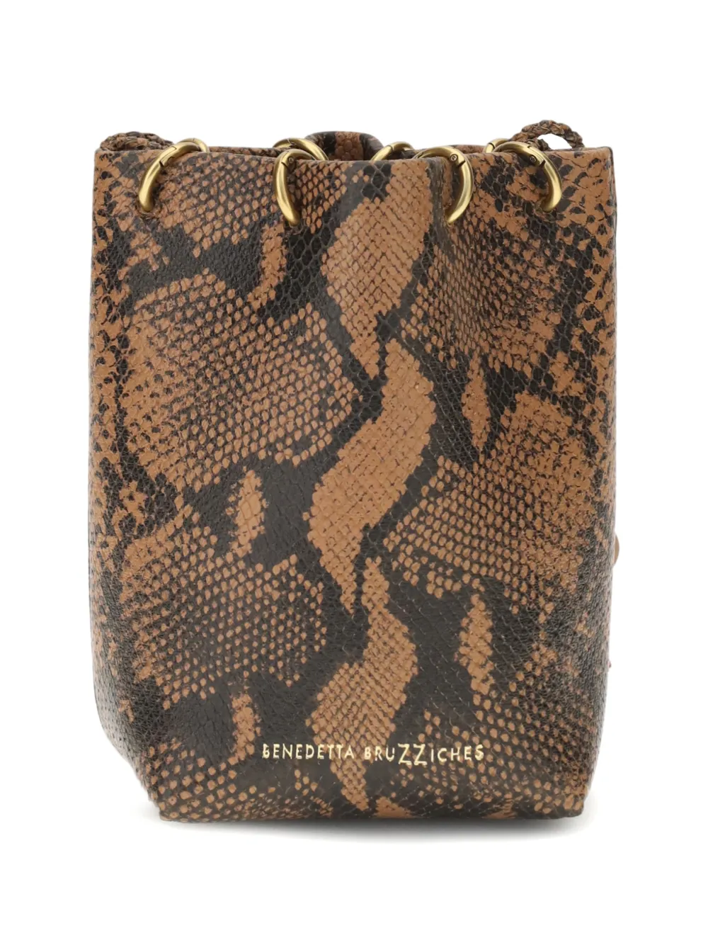 Benedetta Bruzziches Doudou Petite snake-effect bucket bag - Marrone