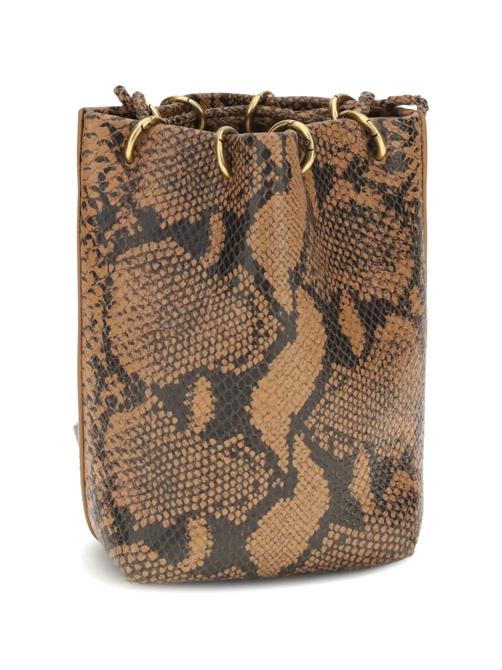 Benedetta Bruzziches Doudou Petite bucket-tas met slangen-effect Bruin