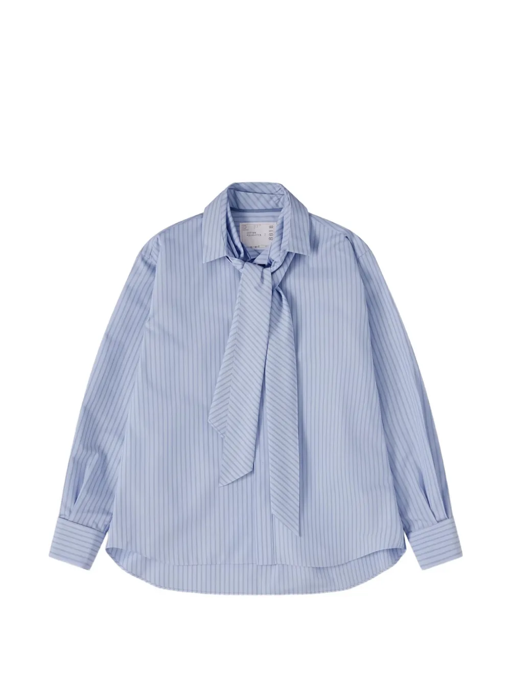sacai striped pussy-bow shirt - Blue