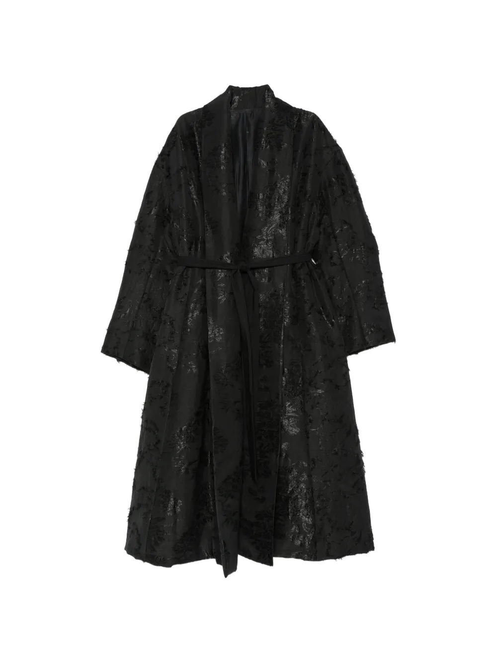 Masnada floral-jacquard belted coat - Noir Masnada floral-jacquard belted coat - Noir