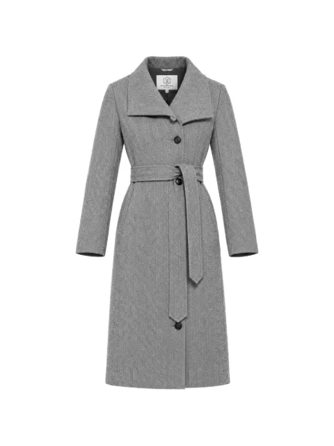 Norwegian Wool herringbone belted coat