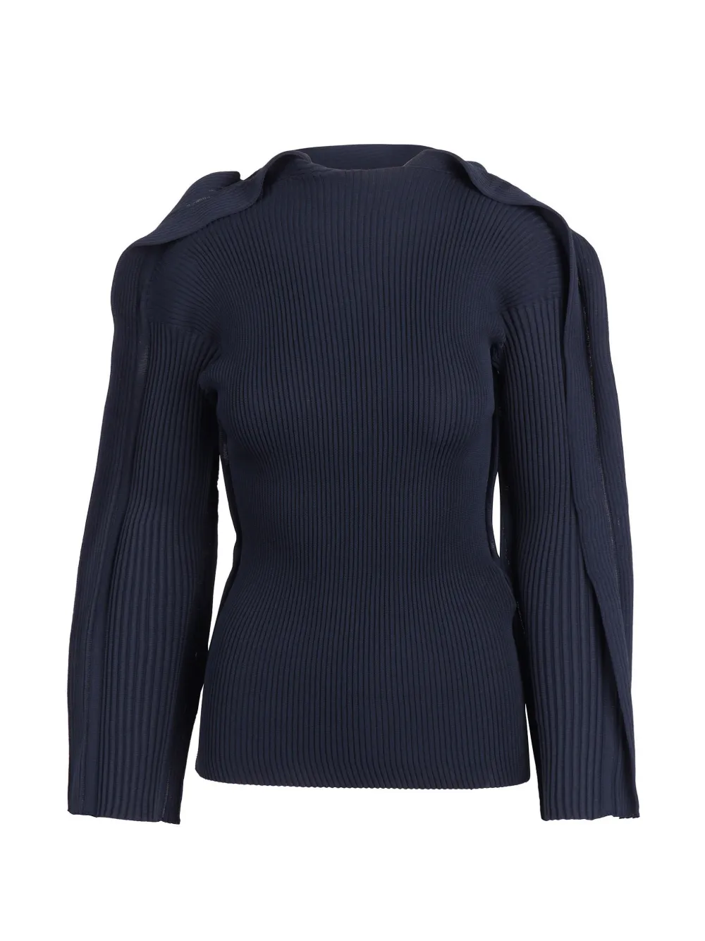 Issey Miyake Prance ribbed-knit ruffled sweater - Blue