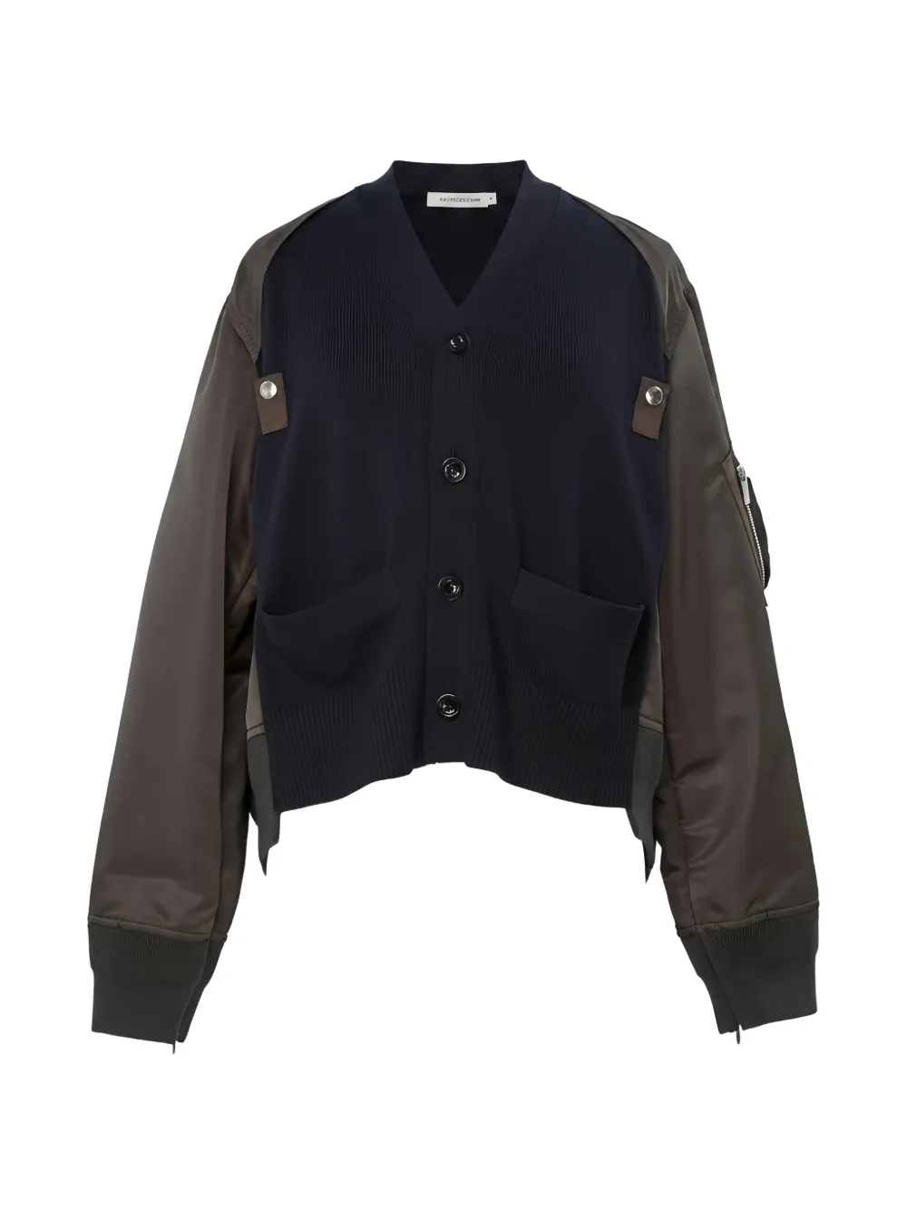 sacai panelled knitted jacket
