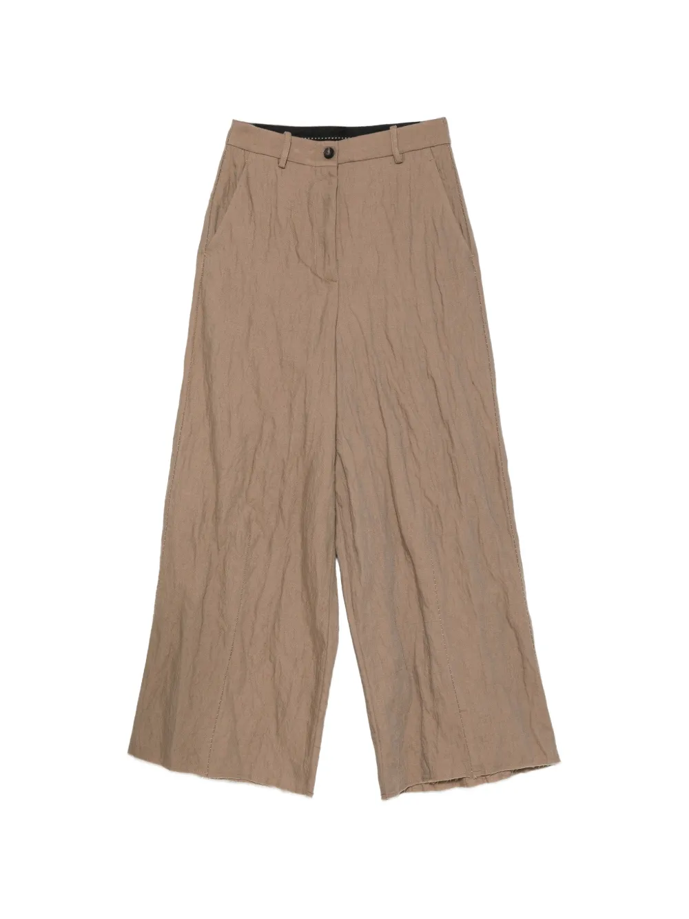 Masnada Crinkled Wide-leg Trousers In Brown