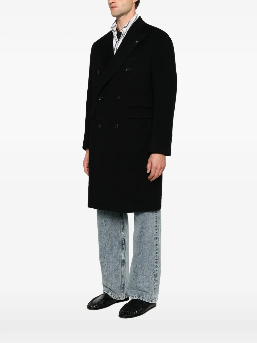 Tagliatore double-breasted peak-lapels coat Zwart