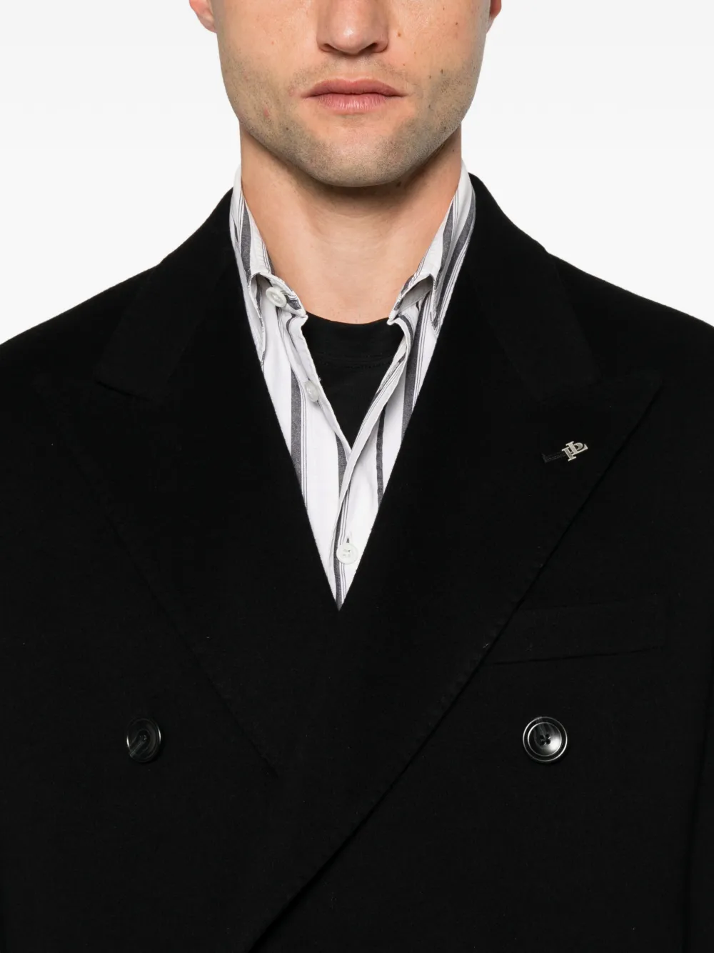 Tagliatore double-breasted peak-lapels coat Zwart