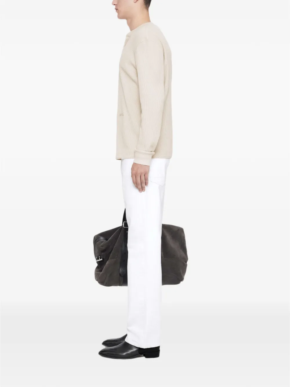 AllSaints Raine wafelgebreid henley-T-shirt Beige