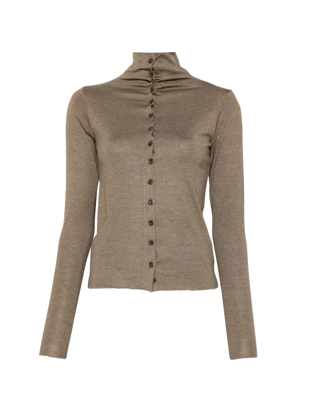 Song For The Mute button-up high-neck shirt - Braun