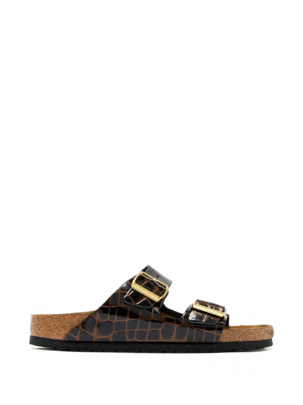 Birkenstock Arizona crocodile-effect leather sandals - Nero