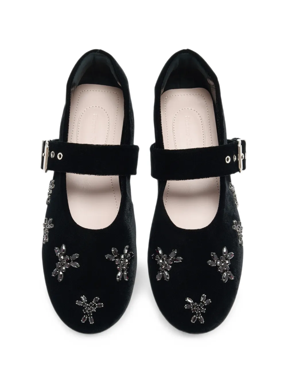 Simone Rocha embellished velvet ballet flats Zwart