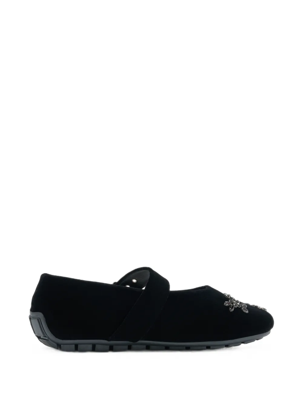 Simone Rocha embellished velvet ballet flats Zwart
