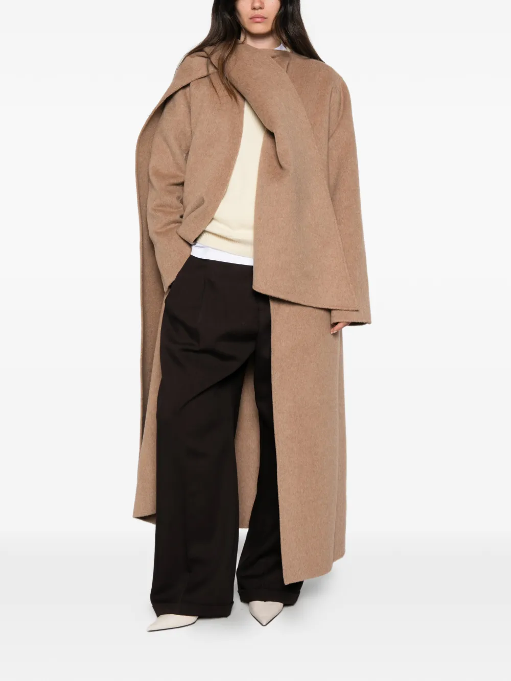 RUOHAN Jas met gedrapeerd vlak Beige
