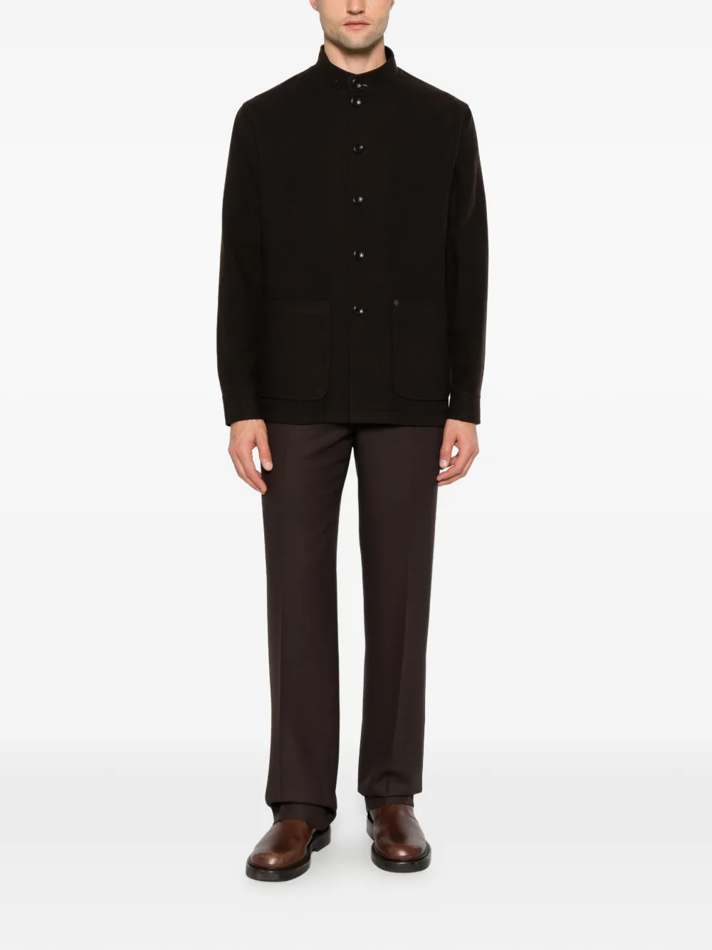 Tagliatore button-up mandarin-collar jacket Bruin