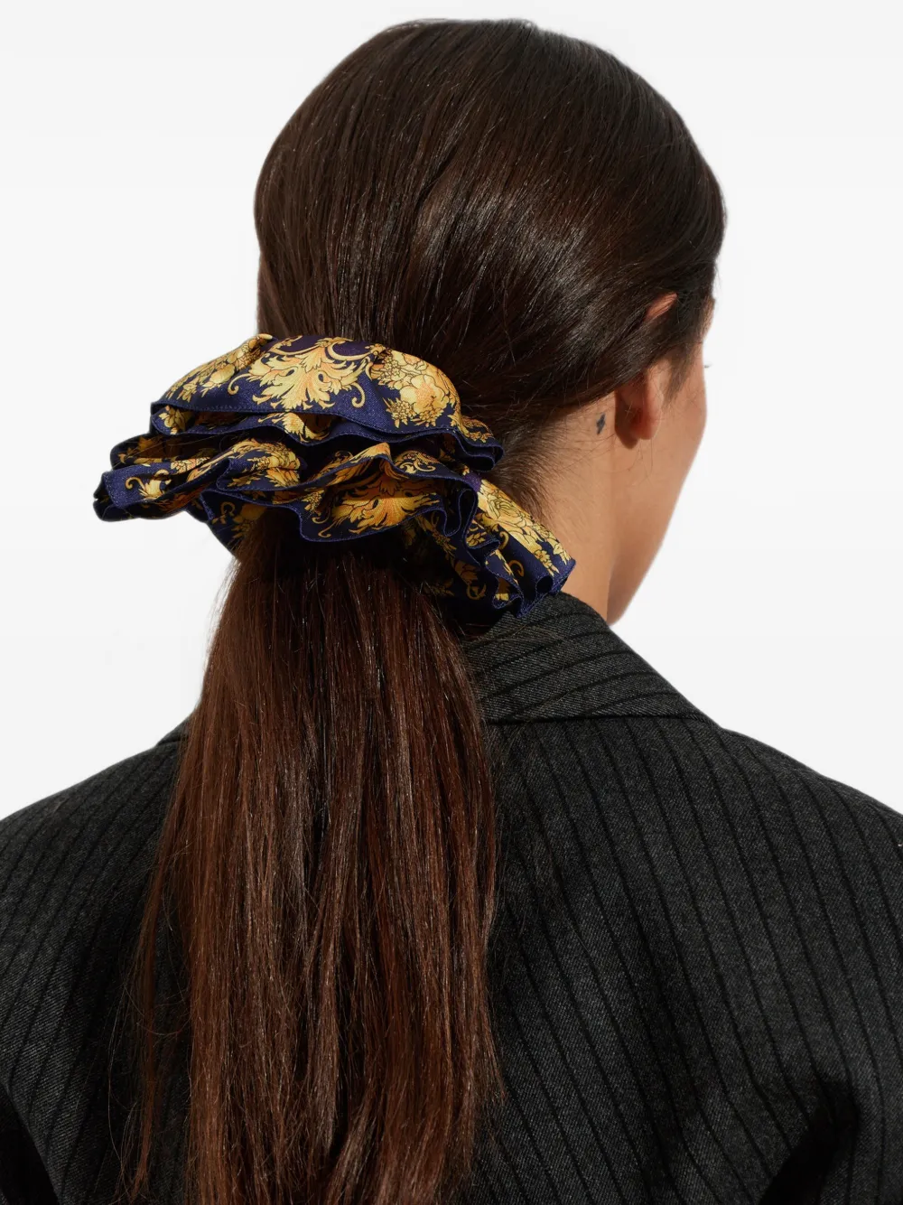 Versace Katoenen popeline scrunchie met print Paars