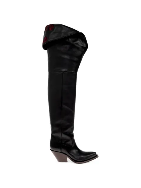 Chloé Azelan floral-embroidered leather boots