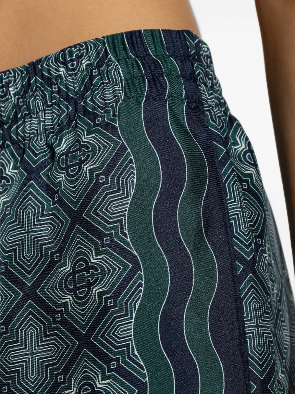 Casablanca monogram-print silk palazzo pants Groen