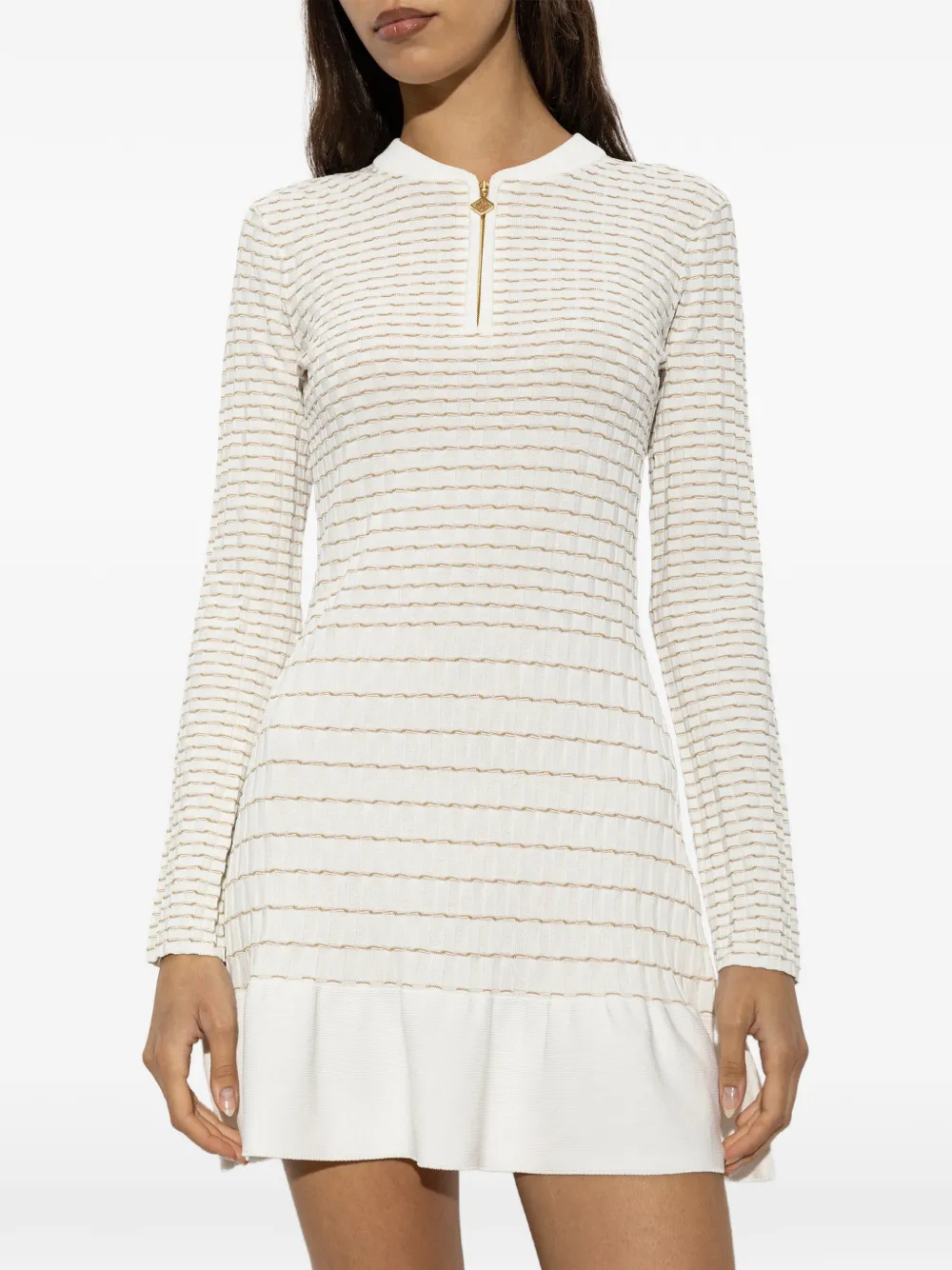 Casablanca striped-pattern ruffled mini dress Wit
