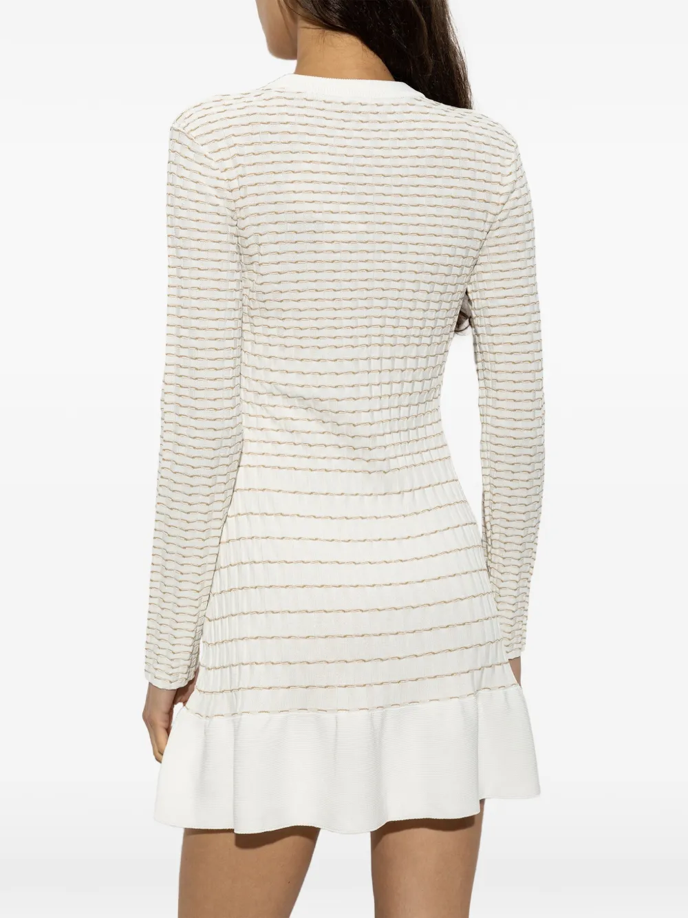 Casablanca striped-pattern ruffled mini dress Wit