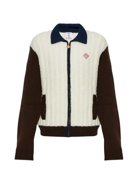Casablanca logo-patch zip-up sweater