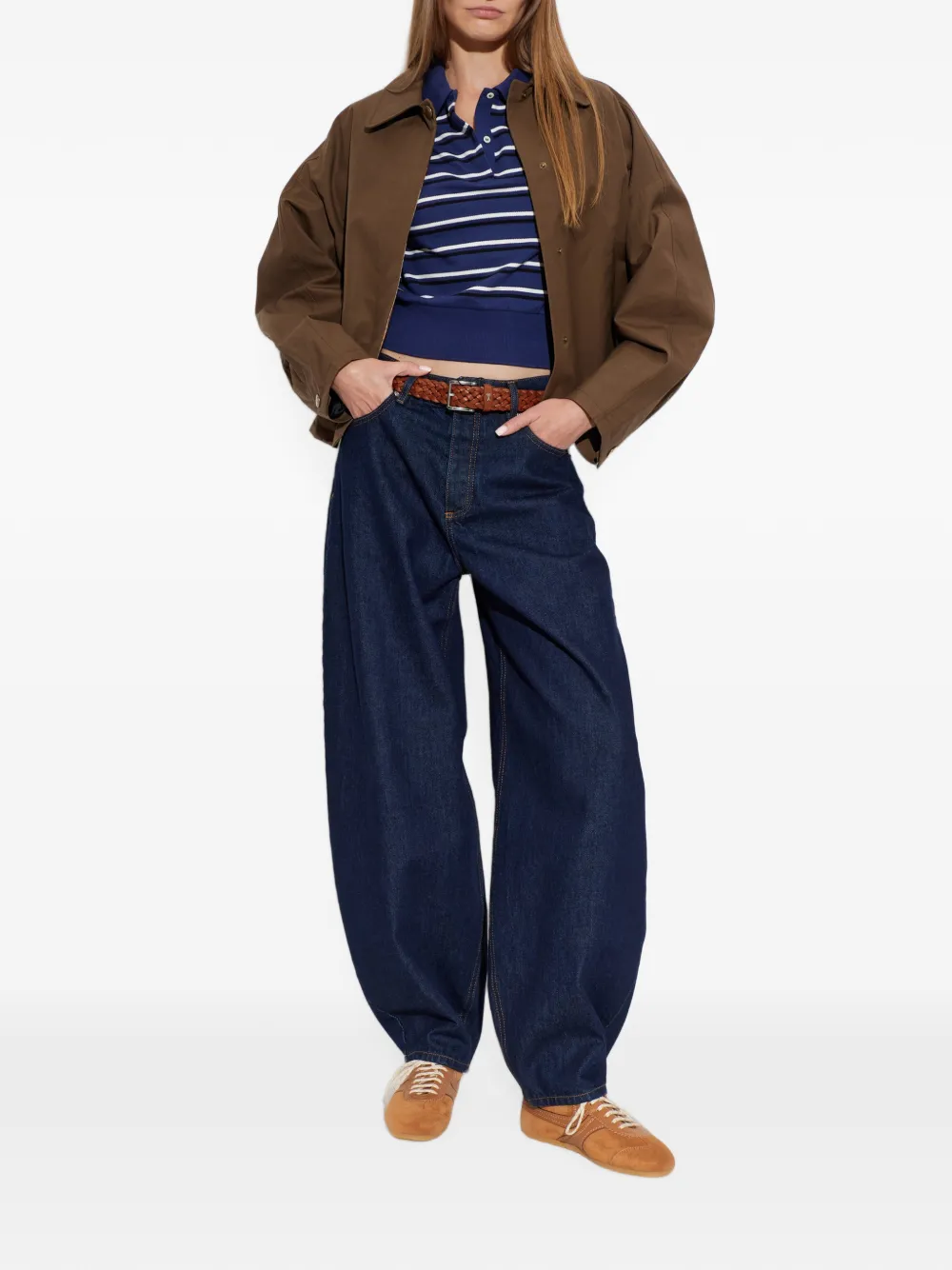 A.P.C. Oceane polotop met horizontale streep Blauw
