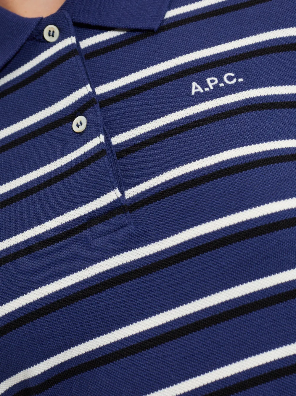 A.P.C. Oceane polotop met horizontale streep Blauw
