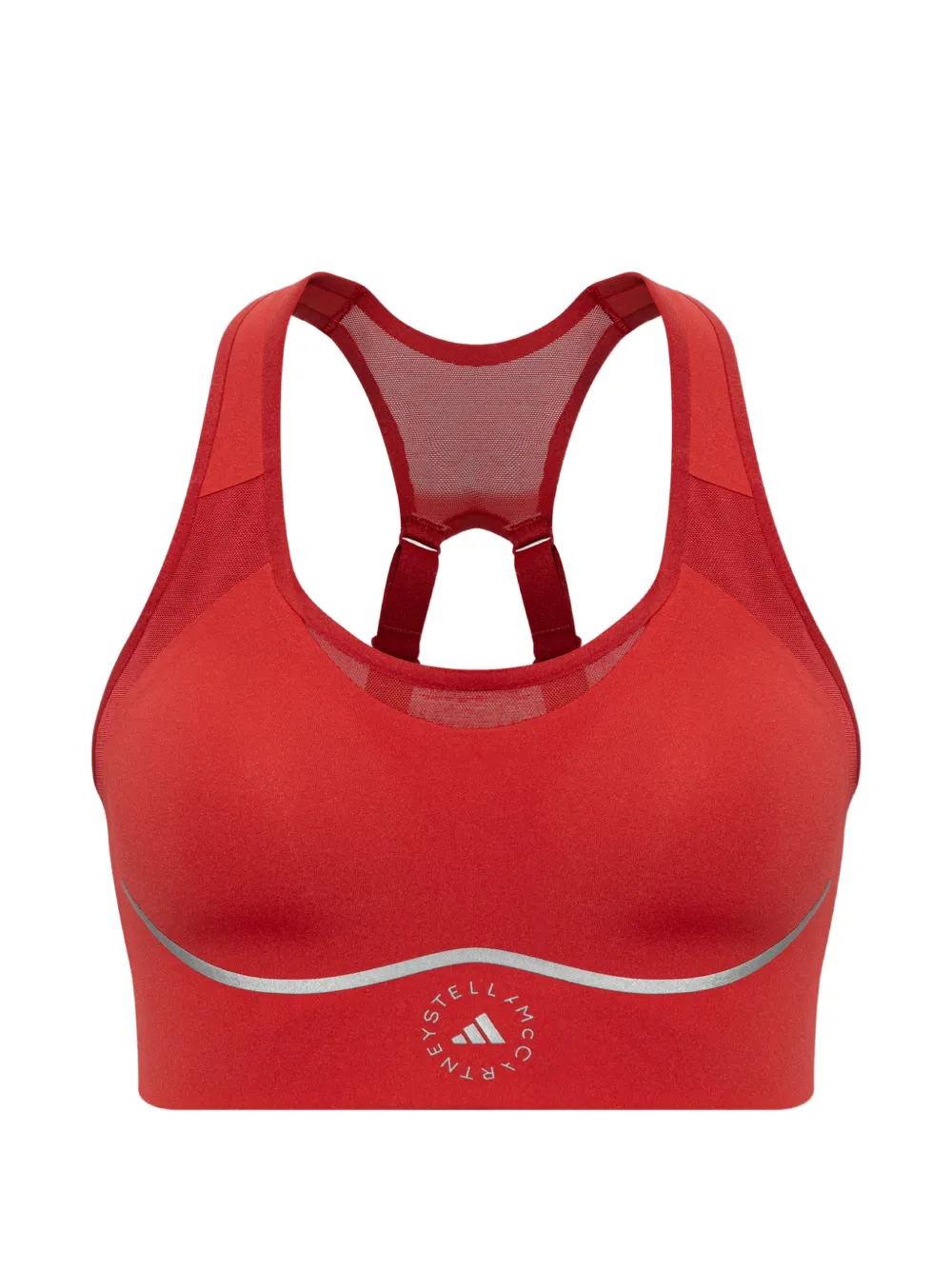 adidas by Stella McCartney x adidas by Stella McCartney mesh-panelled logo-print sports bra - Rot
