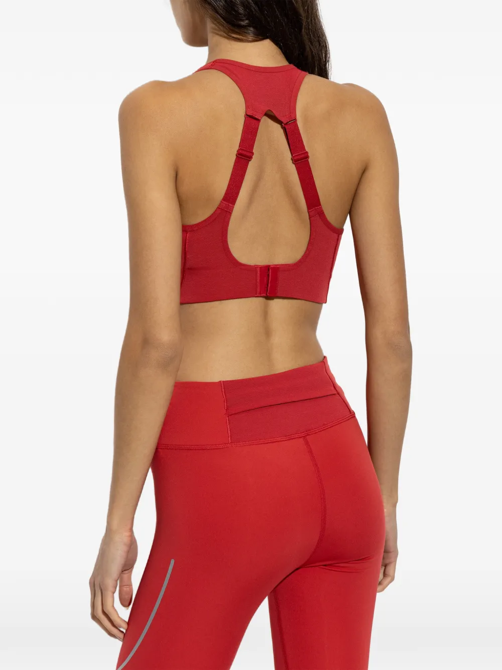 adidas by Stella McCartney x sport-bh met mesh vlakken en logo-print Rood