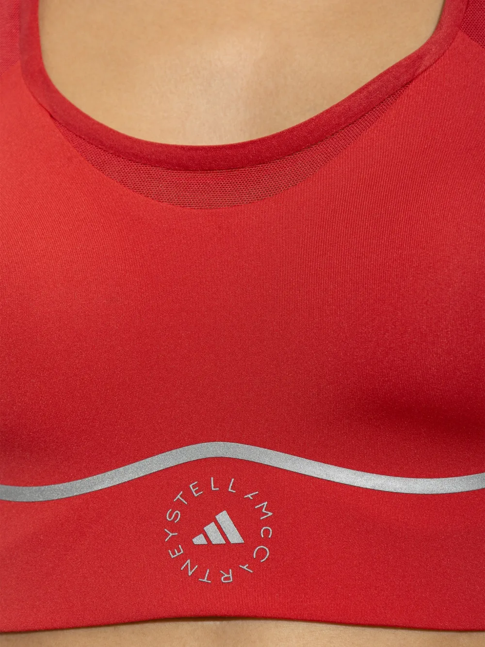 adidas by Stella McCartney x sport-bh met mesh vlakken en logo-print Rood
