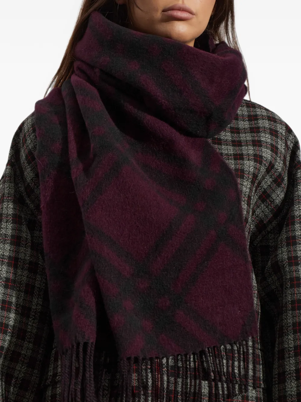 Burberry Geruite sjaal van alpacawol Rood