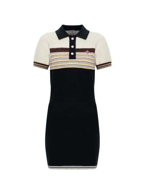 Casablanca Café striped logo-patch mini dress