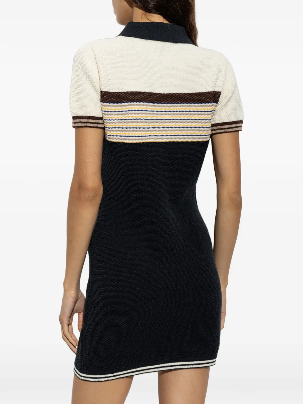 Casablanca Café Striped Logo-patch Mini Dress in Blue, view 4