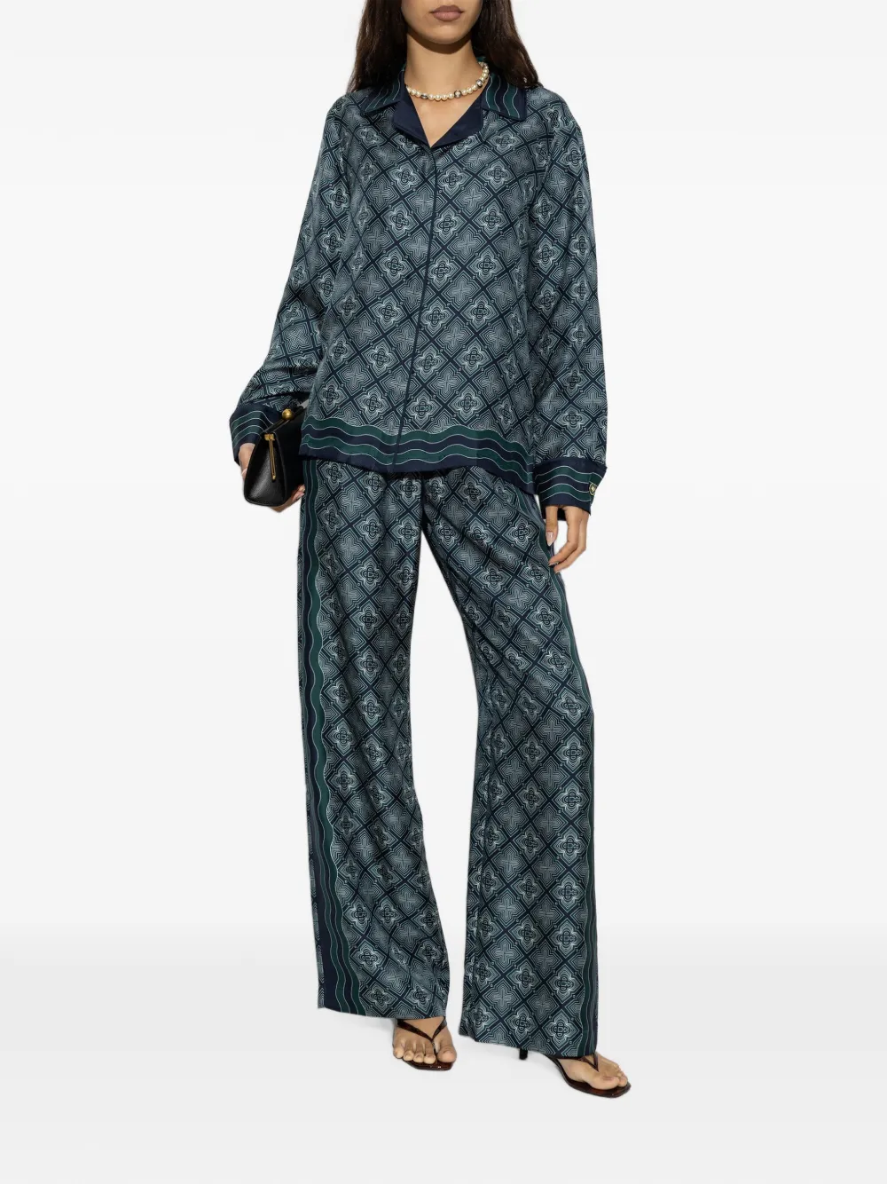 Casablanca Zijden blouse met monogramprint Blauw