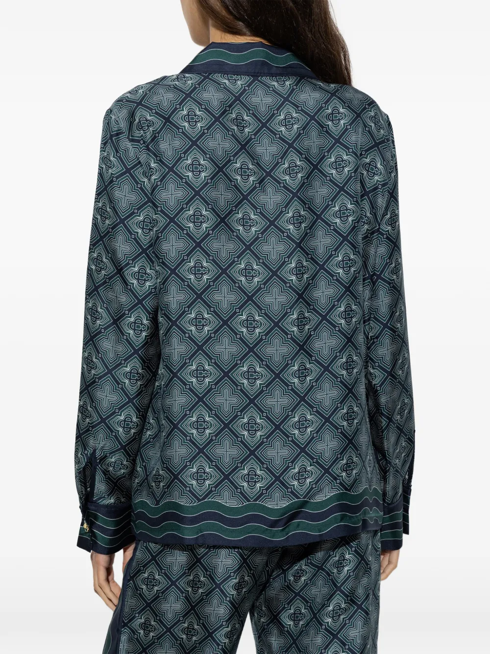 Casablanca Zijden blouse met monogramprint Blauw