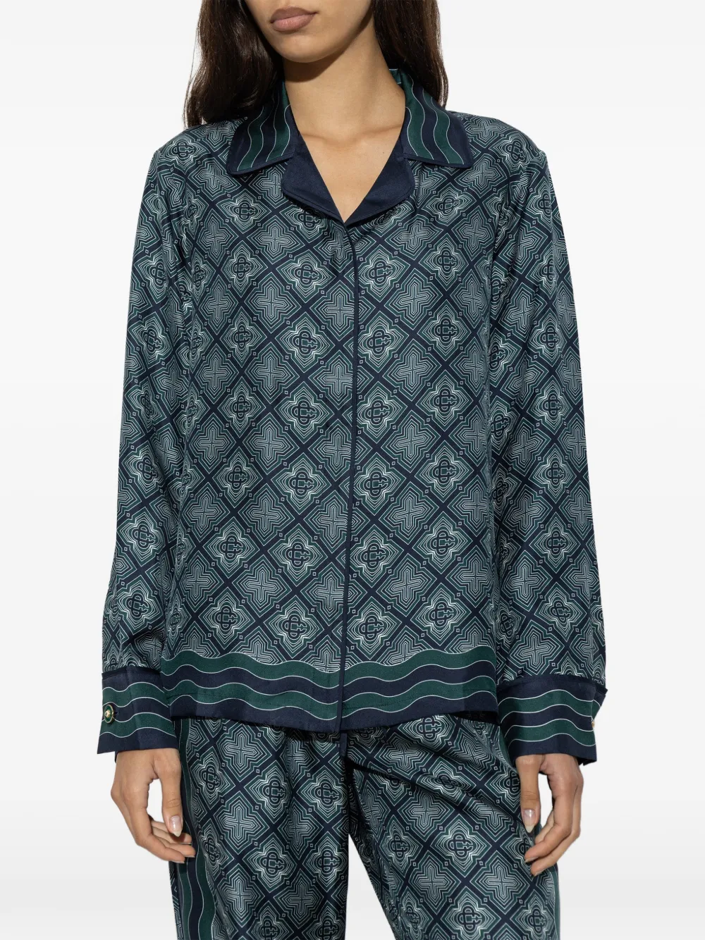 Casablanca Zijden blouse met monogramprint Blauw