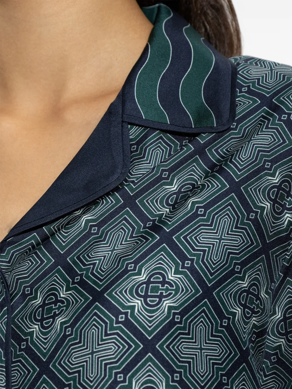 Casablanca Zijden blouse met monogramprint Blauw