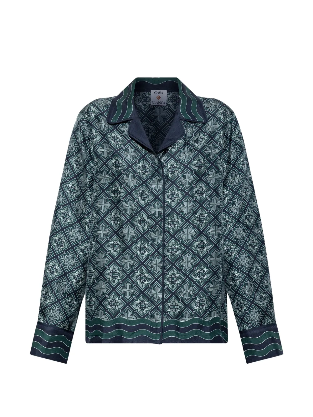 Casablanca monogram-print silk shirt - Blue