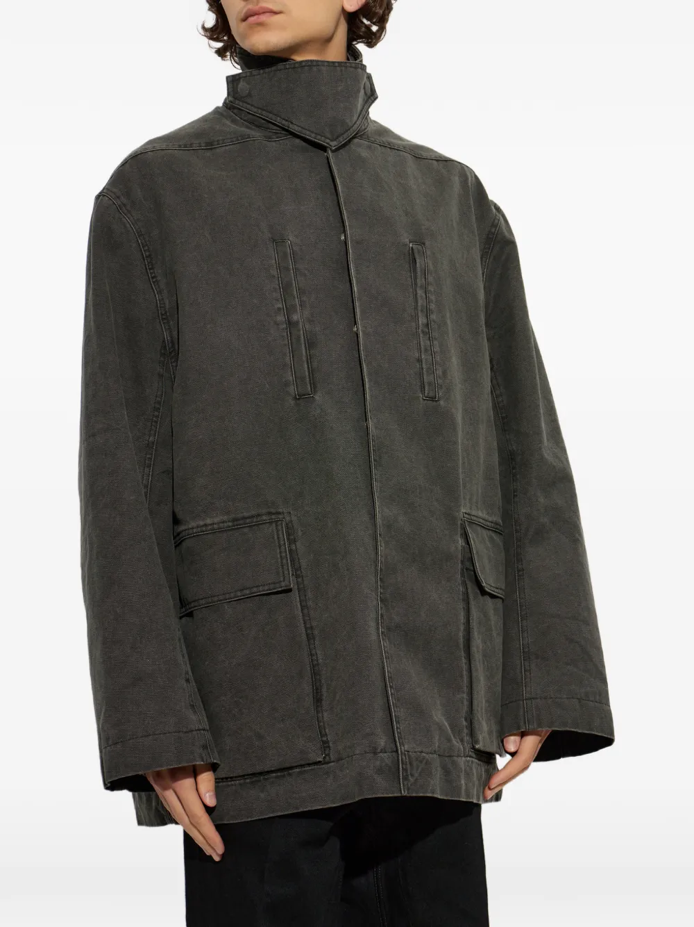 Rick Owens Mac denim jack met hoge hals Grijs