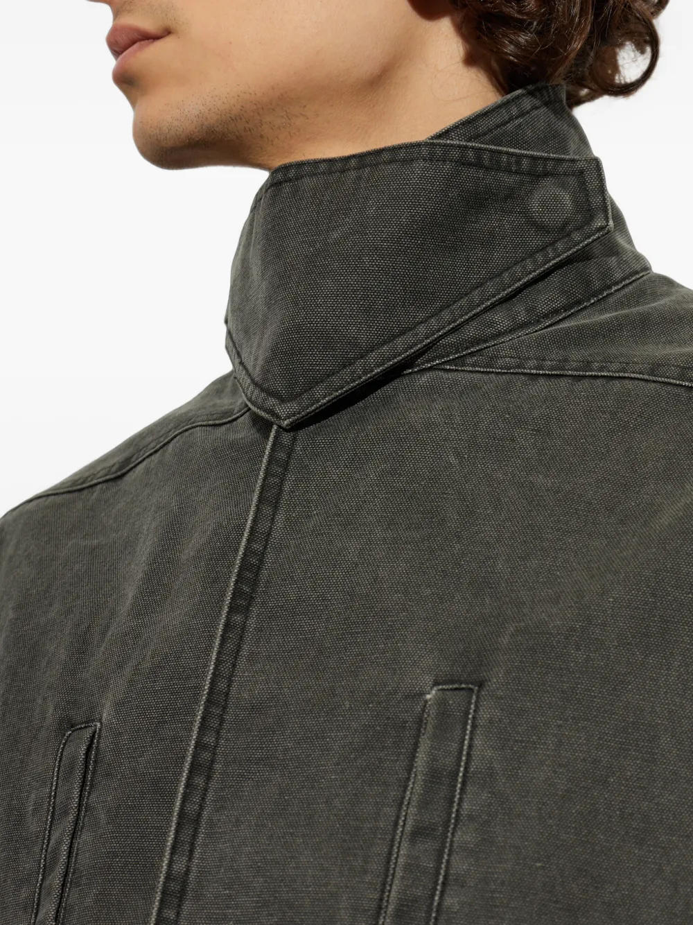 Rick Owens Mac denim jack met hoge hals Grijs