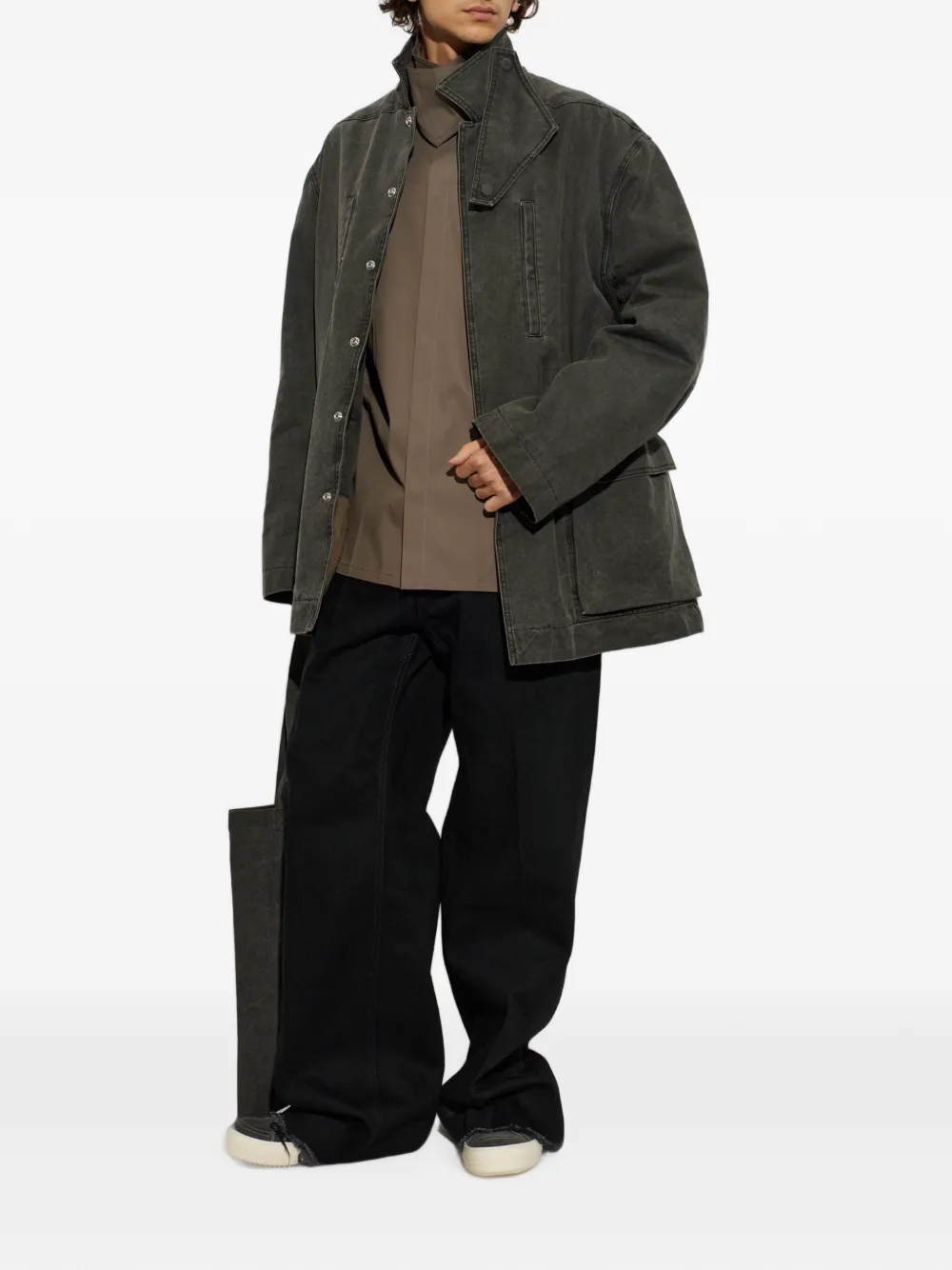 Rick Owens Mac denim jack met hoge hals Grijs